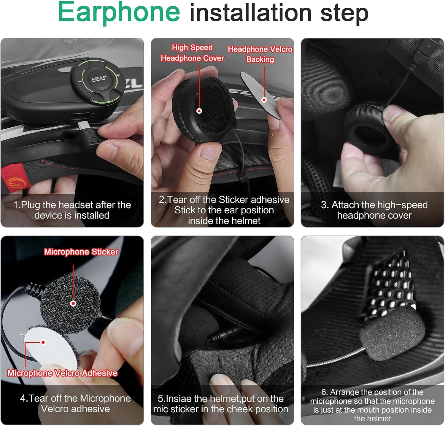 Original Ejeas Store Q8 Speaker & Microphone Set With Intercom Mounting Clip