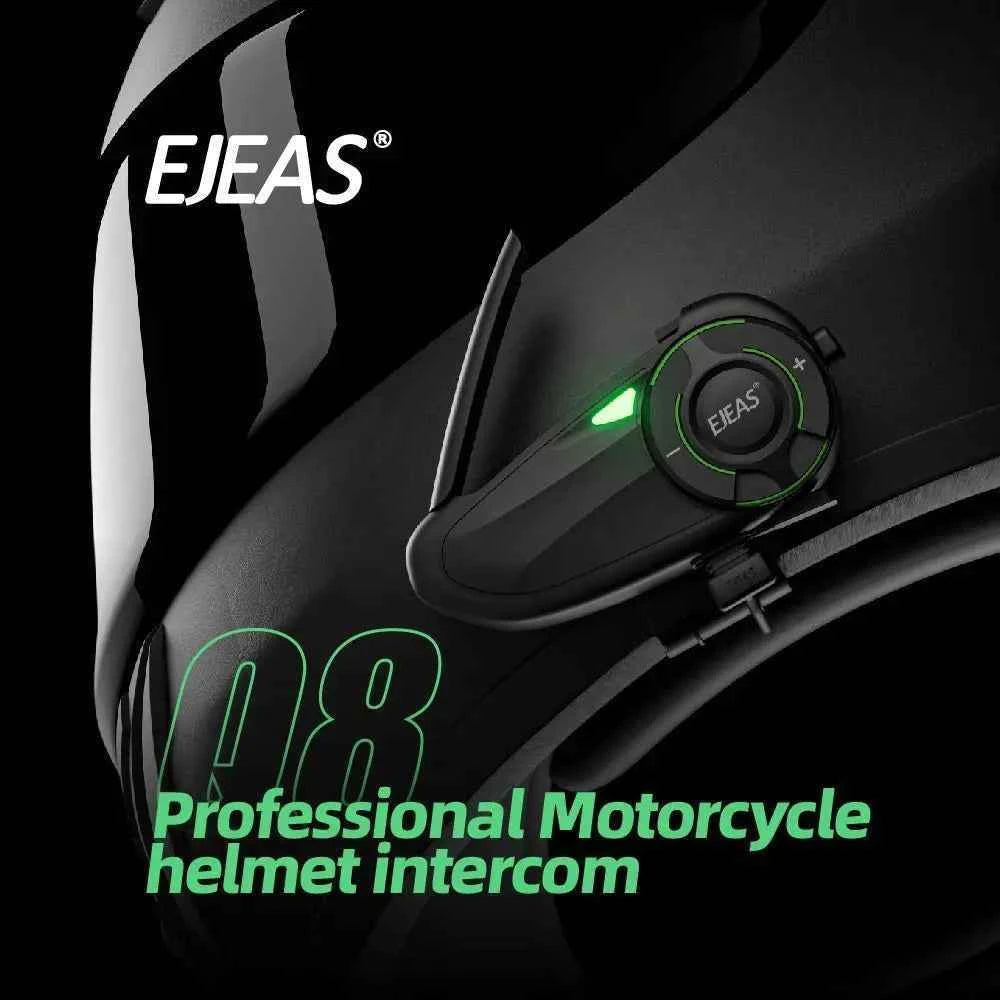 Ejeas Store Q8 5G Mesh Helmet Intercom Combo (2 Units) - 6-Rider Connectivity, Advanced Noise Cancellation, IP67 Waterproof With 1-Year Warranty