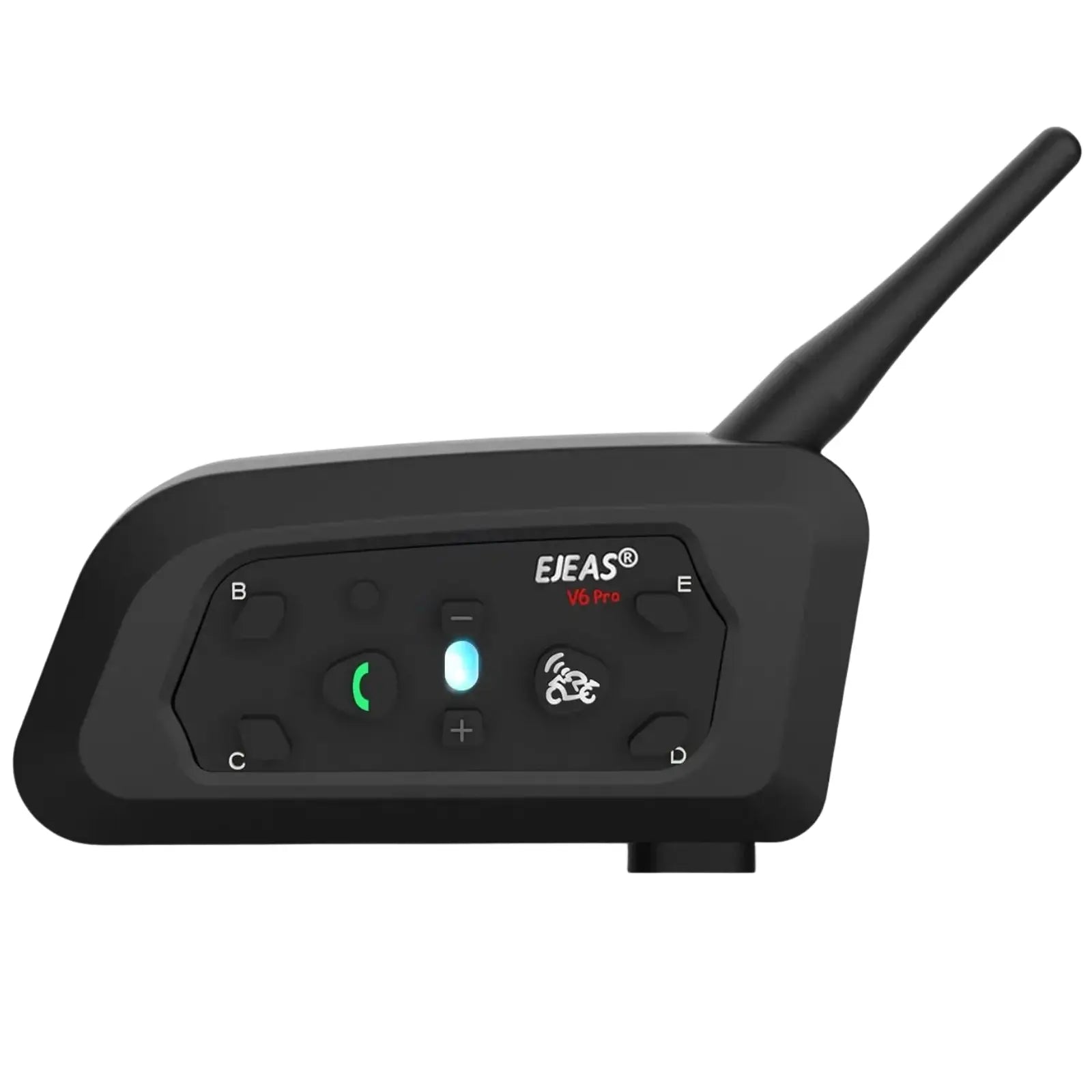 Ejeas Store V6 Pro Plus Multi-Rider Bluetooth Intercom with antenna on a white background