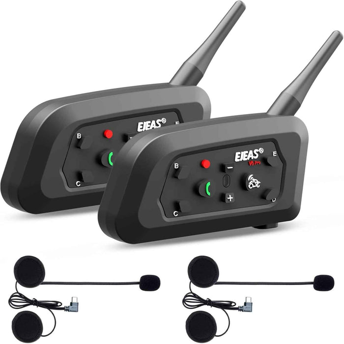Ejeas Store V6 Pro Plus Dual Pack Multi Rider Bluetooth Helmet Intercom With DSP Noise Cancellation, 800m Range And 1-Year Warranty