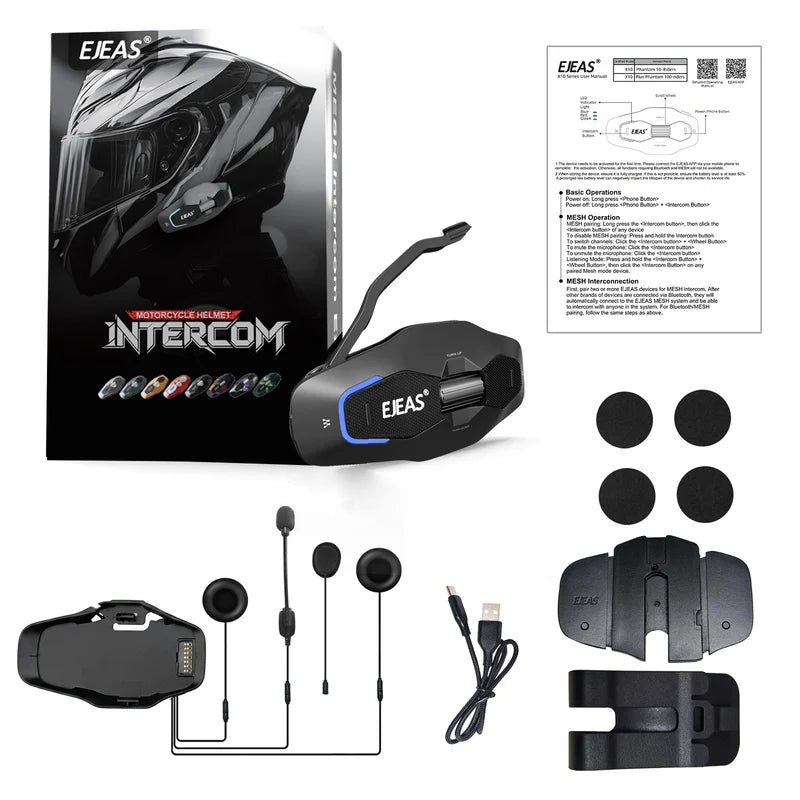 EJEAS Phantom X10 Plus MESH+5G helmet intercom in black