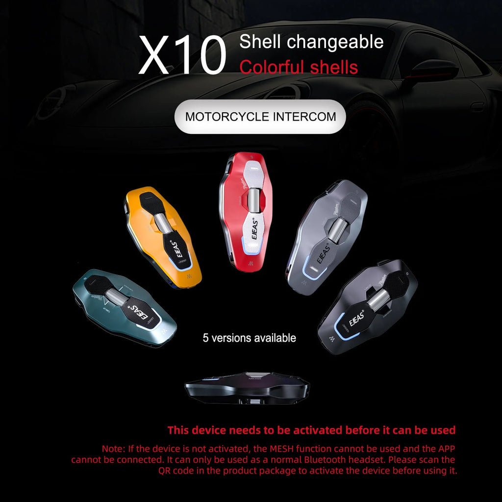 EJEAS X10 Mesh 4.0 + 5G Helmet Intercom — 10-Rider, IP67