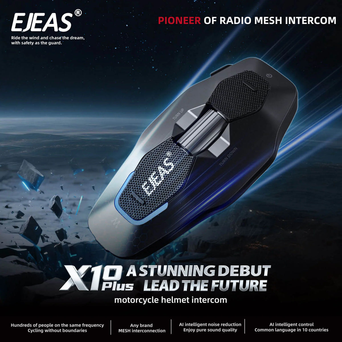 EJEAS Phantom X10 Plus MESH+5G motorcycle helmet intercom - view 1