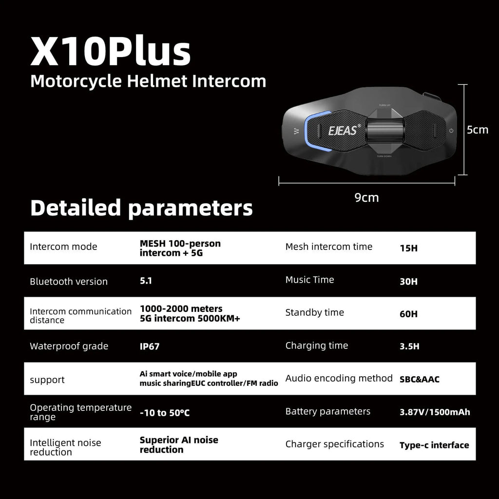 EJEAS Phantom X10 Plus MESH+5G motorcycle helmet intercom - view 13