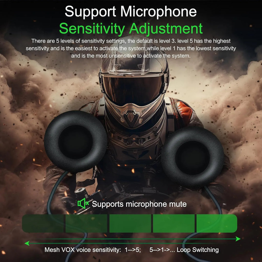 Ejeas Store Q8 5G Mesh Helmet Intercom with Advanced Noise Cancellation, Extended Range With 1-Year Warranty