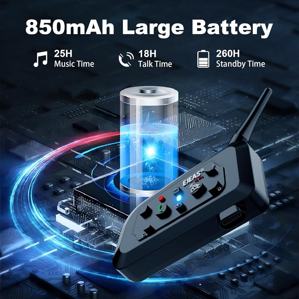 Ejeas Store V6 Pro Plus Dual Pack Multi Rider Bluetooth Helmet Intercom With DSP Noise Cancellation, 800m Range And 1-Year Warranty